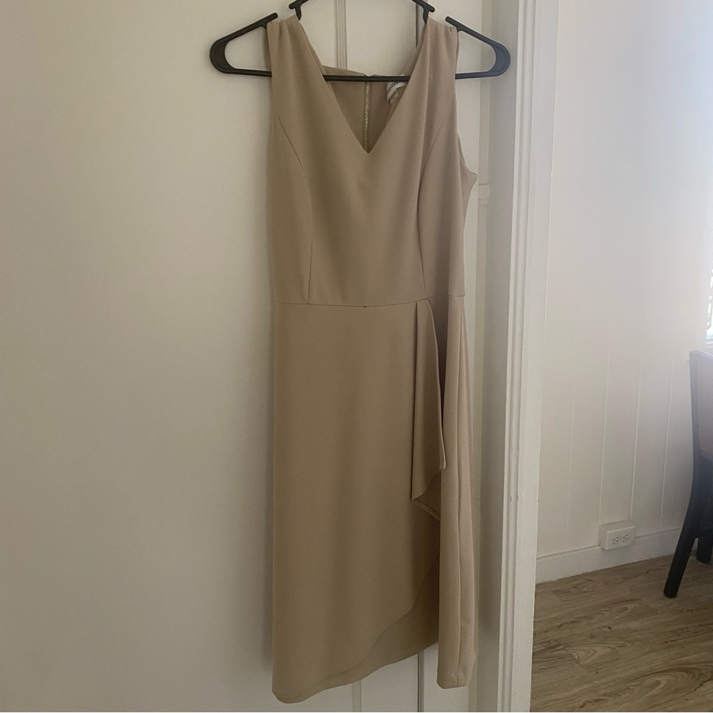 Calvin Klein Asymmetrical Beige Dress